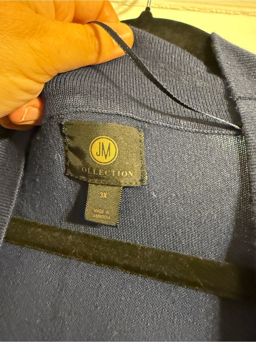 JM Collection Long Open-Front Navy Cardigan - Picture 4 of 5